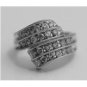 GORGEOUS 14K SOLID WHITE GOLD & 1.4 TCW DIAMOND WIDE MULTI LEVEL RING BAND