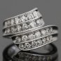 GORGEOUS 14K SOLID WHITE GOLD & 1.4 TCW DIAMOND WIDE MULTI LEVEL RING BAND