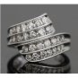 GORGEOUS 14K SOLID WHITE GOLD & 1.4 TCW DIAMOND WIDE MULTI LEVEL RING BAND