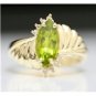 STUNNING 14K YELLOW GOLD 12x6MM MARQUISE PERIDOT & DIAMOND COCKTAIL RING ~2.08TW