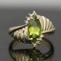 STUNNING 14K YELLOW GOLD 12x6MM MARQUISE PERIDOT & DIAMOND COCKTAIL RING ~2.08TW