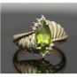 STUNNING 14K YELLOW GOLD 12x6MM MARQUISE PERIDOT & DIAMOND COCKTAIL RING ~2.08TW