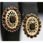 VINTAGE 14K SOLID YELLOW GOLD GARNET ESTATE FILIGREE CLUSTER EARRINGS BEAUTIFUL!