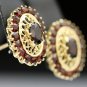 VINTAGE 14K SOLID YELLOW GOLD GARNET ESTATE FILIGREE CLUSTER EARRINGS BEAUTIFUL!
