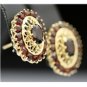 VINTAGE 14K SOLID YELLOW GOLD GARNET ESTATE FILIGREE CLUSTER EARRINGS BEAUTIFUL!