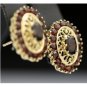 VINTAGE 14K SOLID YELLOW GOLD GARNET ESTATE FILIGREE CLUSTER EARRINGS BEAUTIFUL!