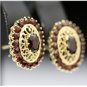 VINTAGE 14K SOLID YELLOW GOLD GARNET ESTATE FILIGREE CLUSTER EARRINGS BEAUTIFUL!