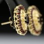 VINTAGE 14K SOLID YELLOW GOLD GARNET ESTATE FILIGREE CLUSTER EARRINGS BEAUTIFUL!