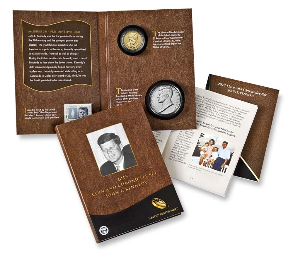 US MINT JFK 2015 COIN & CHRONICLES SET - JOHN F. KENNEDY AX3 ~ FREE S&H