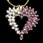 UNIQUE & BEAUTIFUL 14K SOLID GOLD .65 TCW DIAMOND & RUBY HEART PENDANT ~FREE S&H