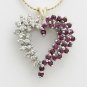 UNIQUE & BEAUTIFUL 14K SOLID GOLD .65 TCW DIAMOND & RUBY HEART PENDANT ~FREE S&H