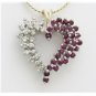 UNIQUE & BEAUTIFUL 14K SOLID GOLD .65 TCW DIAMOND & RUBY HEART PENDANT ~FREE S&H