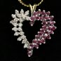 UNIQUE & BEAUTIFUL 14K SOLID GOLD .65 TCW DIAMOND & RUBY HEART PENDANT ~FREE S&H