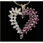 UNIQUE & BEAUTIFUL 14K SOLID GOLD .65 TCW DIAMOND & RUBY HEART PENDANT ~FREE S&H
