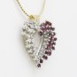 UNIQUE & BEAUTIFUL 14K SOLID GOLD .65 TCW DIAMOND & RUBY HEART PENDANT ~FREE S&H