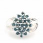 PRETTY 14K SOLID WHITE GOLD 0.63TCW COLOR TREATED ROUND DIAMOND RING ~ FREE S&H