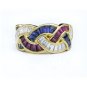 GORGEOUS 18K YELLOW GOLD 2 CT DIAMOND RUBY SAPPHIRE BRAIDED RING ~ MADE IN ITALY