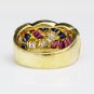 GORGEOUS 18K YELLOW GOLD 2 CT DIAMOND RUBY SAPPHIRE BRAIDED RING ~ MADE IN ITALY