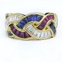 GORGEOUS 18K YELLOW GOLD 2 CT DIAMOND RUBY SAPPHIRE BRAIDED RING ~ MADE IN ITALY