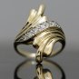 ESTATE 14K SOLID YELLOW GOLD & DIAMOND WIDE CLUSTER COCKTAIL RING ~ FREE S&H