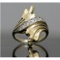 ESTATE 14K SOLID YELLOW GOLD & DIAMOND WIDE CLUSTER COCKTAIL RING ~ FREE S&H