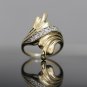 ESTATE 14K SOLID YELLOW GOLD & DIAMOND WIDE CLUSTER COCKTAIL RING ~ FREE S&H