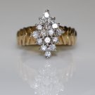 UNIQUE 14K SOLID YELLOW GOLD .85 CT ROUND DIAMOND CLUSTER COCKTAIL RING SIZE 7