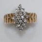 UNIQUE 14K SOLID YELLOW GOLD .85 CT ROUND DIAMOND CLUSTER COCKTAIL RING SIZE 7
