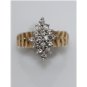 UNIQUE 14K SOLID YELLOW GOLD .85 CT ROUND DIAMOND CLUSTER COCKTAIL RING SIZE 7