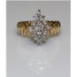 UNIQUE 14K SOLID YELLOW GOLD .85 CT ROUND DIAMOND CLUSTER COCKTAIL RING SIZE 7
