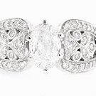 14K WHITE GOLD 1.43 TCW GENUINE OVAL CUT DIAMOND VINTAGE STYLE ENGAGEMENT RING
