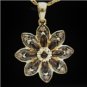 14K YELLOW GOLD SMOKEY TOPAZ CHOCOLATE DIAMONDS FLOWER PENDANT NECKLACE ENHANCER