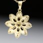 14K YELLOW GOLD SMOKEY TOPAZ CHOCOLATE DIAMONDS FLOWER PENDANT NECKLACE ENHANCER