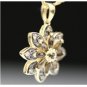 14K YELLOW GOLD SMOKEY TOPAZ CHOCOLATE DIAMONDS FLOWER PENDANT NECKLACE ENHANCER