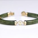 CLASSIC 14K YELLOW GOLD & GREEN JADE JADEITE ASIAN ART BRACELET ~7" LENGTH 17+GR
