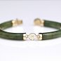 CLASSIC 14K YELLOW GOLD & GREEN JADE JADEITE ASIAN ART BRACELET ~7" LENGTH 17+GR