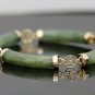 CLASSIC 14K YELLOW GOLD & GREEN JADE JADEITE ASIAN ART BRACELET ~7" LENGTH 17+GR