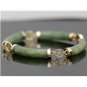 CLASSIC 14K YELLOW GOLD & GREEN JADE JADEITE ASIAN ART BRACELET ~7" LENGTH 17+GR