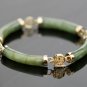 CLASSIC 14K YELLOW GOLD & GREEN JADE JADEITE ASIAN ART BRACELET ~7" LENGTH 17+GR