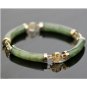 CLASSIC 14K YELLOW GOLD & GREEN JADE JADEITE ASIAN ART BRACELET ~7" LENGTH 17+GR