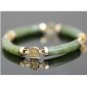 CLASSIC 14K YELLOW GOLD & GREEN JADE JADEITE ASIAN ART BRACELET ~7" LENGTH 17+GR