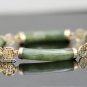 CLASSIC 14K YELLOW GOLD & GREEN JADE JADEITE ASIAN ART BRACELET ~7" LENGTH 17+GR