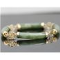 CLASSIC 14K YELLOW GOLD & GREEN JADE JADEITE ASIAN ART BRACELET ~7" LENGTH 17+GR