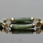 CLASSIC 14K YELLOW GOLD & GREEN JADE JADEITE ASIAN ART BRACELET ~7" LENGTH 17+GR