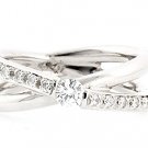 UNIQUE & MODERN SOLID 14K WHITE GOLD ROUND DIAMOND ENGAGEMENT RING ~ FREE S&H