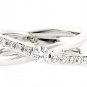 UNIQUE & MODERN SOLID 14K WHITE GOLD ROUND DIAMOND ENGAGEMENT RING ~ FREE S&H