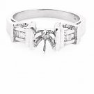 14K WHITE GOLD SEMI MOUNT BAGUETTE DIAMOND ENGAGEMENT RING SETTING ~ FREE S&H