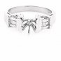 14K WHITE GOLD SEMI MOUNT BAGUETTE DIAMOND ENGAGEMENT RING SETTING ~ FREE S&H