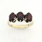 UNIQUE 14K SOLID YELLOW GOLD & 3 TCW OVAL GARNET THREE STONE RING ~ FREE S&H