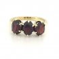 UNIQUE 14K SOLID YELLOW GOLD & 3 TCW OVAL GARNET THREE STONE RING ~ FREE S&H